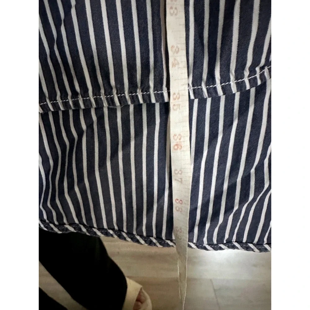 Everlane Daytripper Navy White Striped Cotton Shirt Dress High-Low Lagenlook XS - Picture 12 of 12